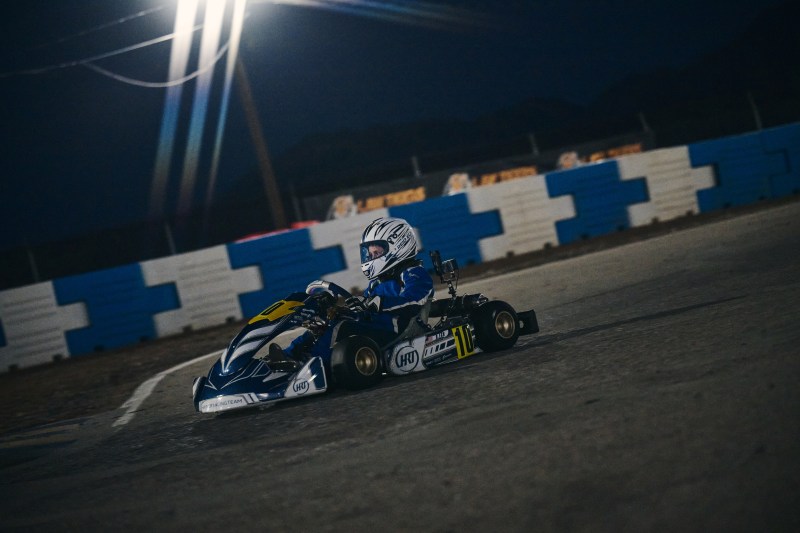 Reid Eck cornering under the lights at California Nights