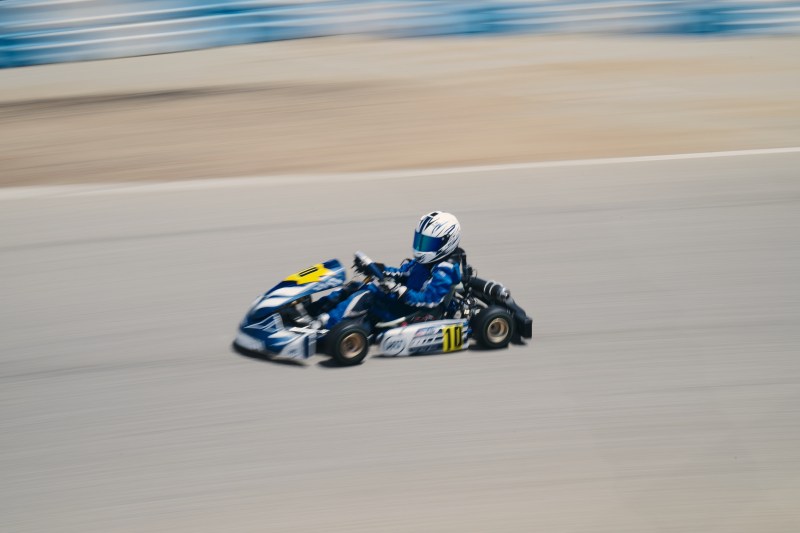 Reid Eck practicing his Mini Swift kart at Apex